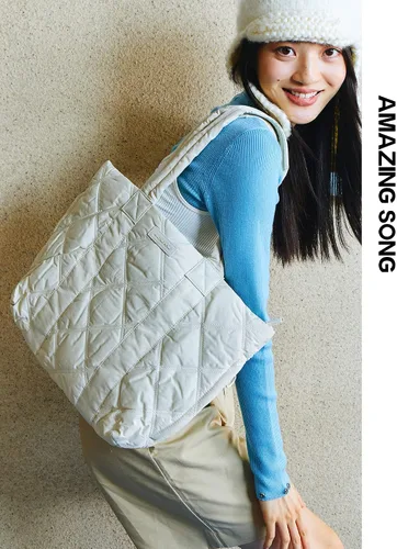Vista 2 de Amazing Song Bolso de mano acolchado para mujer, bolso de hombro grande acolchado, bolso de diseñador de trabajo con cierre de cremallera