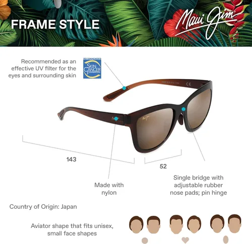 Vista 6 de Maui Jim Gafas de sol cuadradas Anuenue para mujer