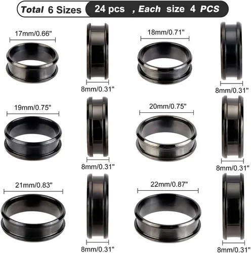Vista 4 de UNICRAFTALE Anillo de acero inoxidable con núcleo en blanco, ajuste de anillo de dedo en blanco para incrustaciones, anillo de dedo ranurado, anillo