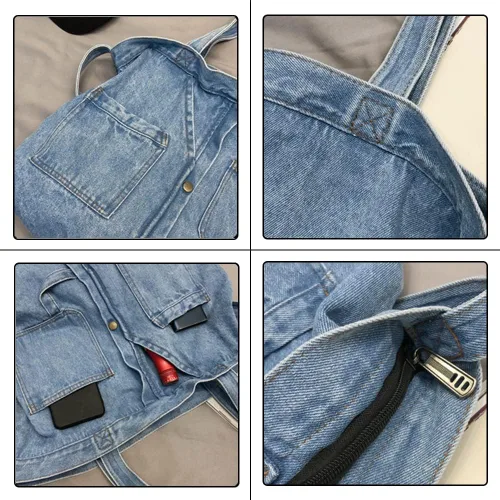Vista 7 de Yohora Bolso de hombro para mujer, bandolera de mezclilla, estilo hobo, casual, ligero, para trabajo, viajes