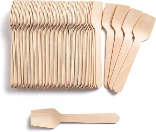 Vista 8 de Sieral Paquete de 1000 mini cucharas de madera desechables de 3.74 pulgadas, cucharas de helado para degustar yogur, helado, postre