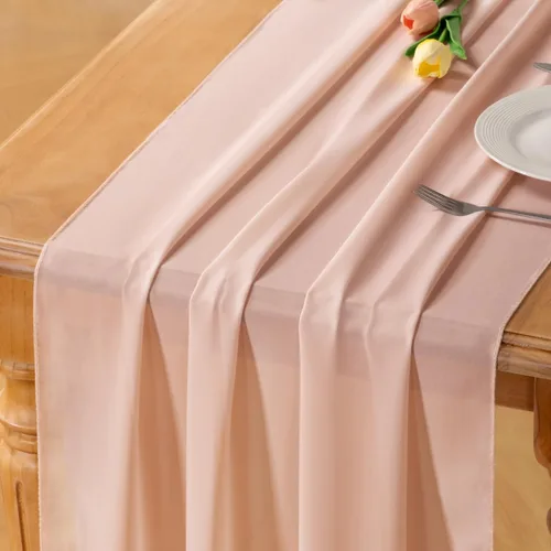 Vista 19 de Socomi Camino de mesa de gasa beige para verano, bohemio, rústico, de 10 pies, 29 x 120 pulgadas, decoración de camino de mesa de boda, decoración