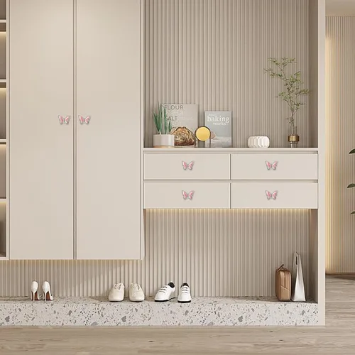 Vista 5 de Pomos de mariposa para gabinete, 6 pomos de mariposa de un solo agujero, tiradores decorativos para puerta, gabinete, cajón, armario, muebles