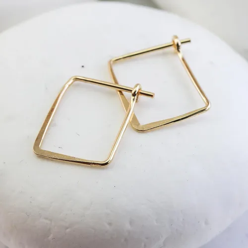 Vista 73 de Aretes de aro finos martillados, elegantes plata esterlina geométrica sólida, relleno de oro y relleno de oro rosa; para mujer por Lotus Stone