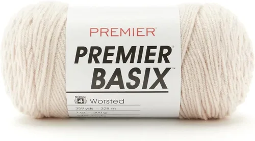 Vista 13 de Premier Yarns Basix, hilo de estambre sólido, hecho de acrílico, hilo ideal para ganchillo y tejido, color blanco, 359 yardas