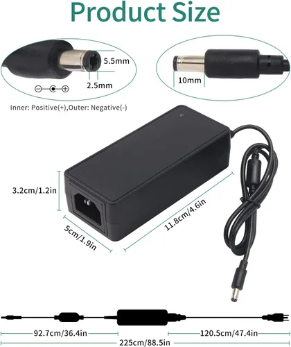 Vista 3 de Fuente de alimentación de 12V 5A 5Amp 60W Adaptador universal AC/DC, 100 ~ 240V CA a CC 12 voltios 5A 4A 3A 2A 1A Convertidor, punta 5.5X 0.098 in