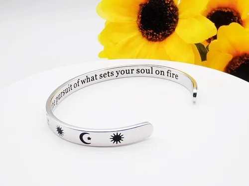 Vista 279 de Pulseras inspiradoras para mujer, joyería de acero inoxidable, con refranes, pulsera motivacional con mensaje oculto, pulseras grabadas para mejor