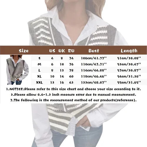 Vista 3 de Womens Long Sweaters Knit Womens Oversized V Neck Knit Sweater Vest Tunic Sleeveless Top