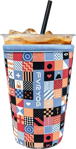 Vista 56 de Fundas de neopreno reutilizables aisladas para café helado, fundas para tazas de café helado, fundas para bebidas heladas y calientes