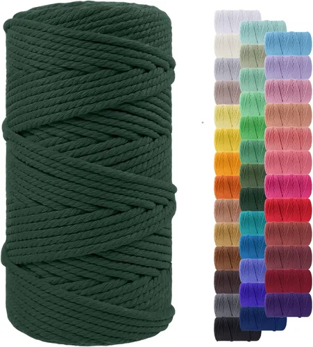 Vista 48 de Cordón de macramé de 0.079 pulgadas, cuerda de algodón natural de 109 yardas, hilo de cuerda de macramé para manualidades, ganchos de pared