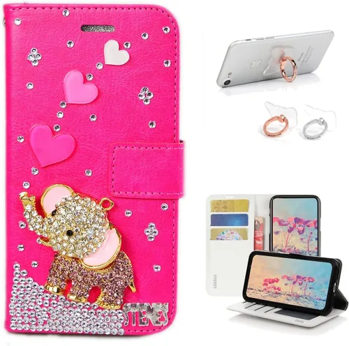 Vista 9 de Bling - Funda de piel con soporte para anillos, diseño 3D hecho a mano, 2 unidades, SBLDwRSSeries-18