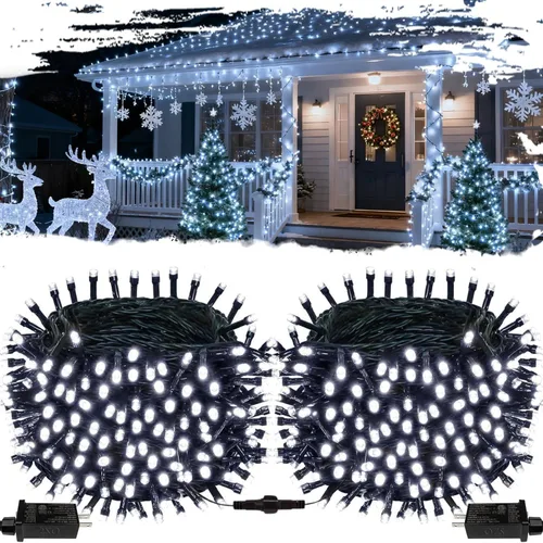 Vista 15 de OZS Guirnalda de luces de Navidad conectables rojas y blancas, paquete de 2 luces de Navidad de 164 pies en total de 400 LED para Rojo y blanco