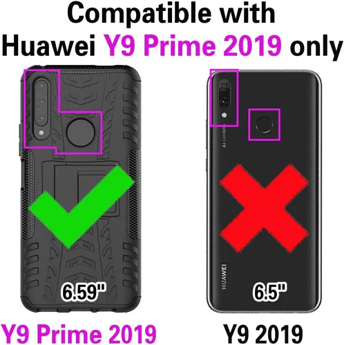 Vista 2 de Asuwish Funda compatible con Huawei Y9 Prime 2019/Honor 9X/P Smart Z y protector de pantalla de vidrio templado, accesorios de doble capa protectora