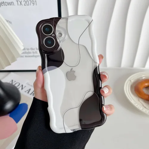 Vista 40 de DEFBSC Funda para iPhone 15 con bonito diseño ondulado, color negro