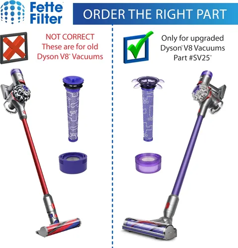 Vista 5 de Fette Filter - Kit de repuesto de filtro de vacío V8 actualizado compatible con Dyson V8 Nueva versión SV25/Dyson V8 Animal Extra 405901-01/Dyson V7