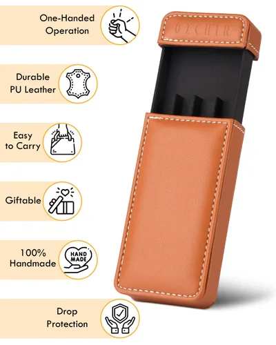 Vista 5 de OZCHIN Porta-cigarrillos con extracción y empuje, pipa para fumar tabaco, estuche para cigarrillos, regalos, mantiene 4 de tamaño rey, gran regalo