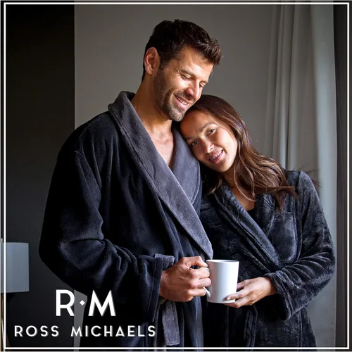 Vista 2 de Ross Michaels Mens Robe Plush Big and Tall - Long Fleece Spa Bath Robe with Pockets - Bathrobe Gift for Men and Teens
