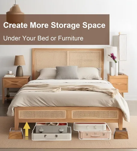 Vista 5 de Lufia Elevadores de madera de 2 pulgadas, elevadores de muebles de pino de alta calidad, resistentes, elegantes y que ahorran espacio para sofá