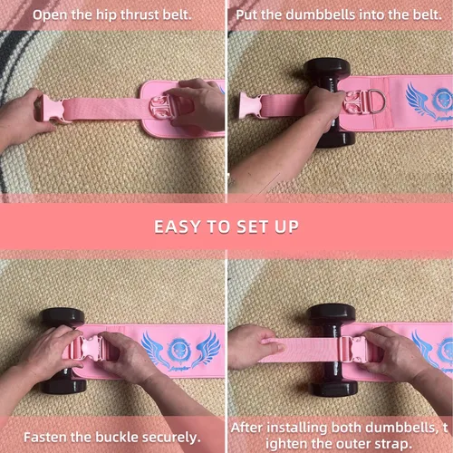 Vista 6 de Cinturón de empuje de cadera 2 en 1 para mujeres y hombres – Equipo de entrenamiento de glúteos resistente para ejercicios con mancuernas, pesas