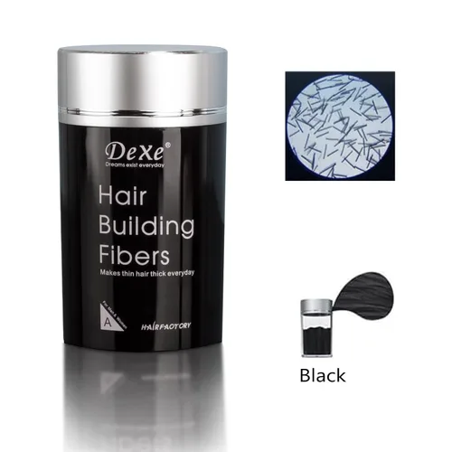 Vista 5 de Fibras de construcción de cabello negro de 0.78 oz para hombres y mujeres Cubre instantáneamente el cabello fino y delgado, oculta las manchas