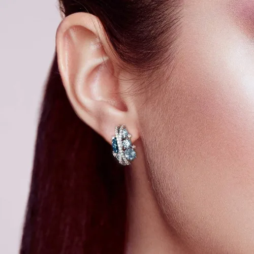Vista 4 de Santuzza Aretes colgantes de plata de ley 925 con circonita cúbica para mujer