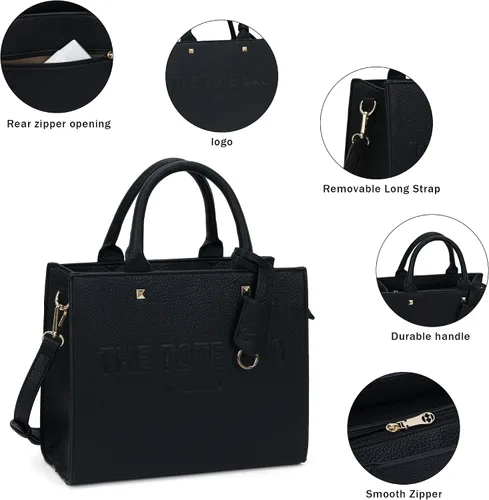 Vista 4 de Bolsa de mano para mujer, estilo satchel, con asa superior y correa para el hombro