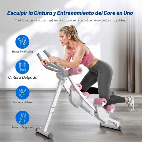 Vista 2 de MERACH Ab Machine, Adjustable Ab Trainer Machine, AB Workout Equipment Blanco y rosa