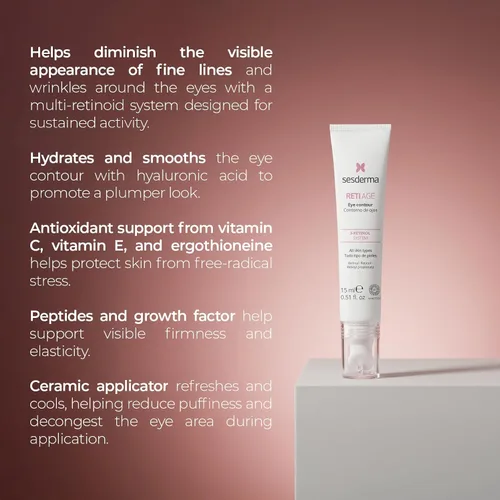 Vista 2 de Sesderma RETI AGE - Contorno de ojos de cerámica, 0.5 onzas líquidas Crema retinoide para ojos que desafía la edad con sistema de 3 retinol, ácido