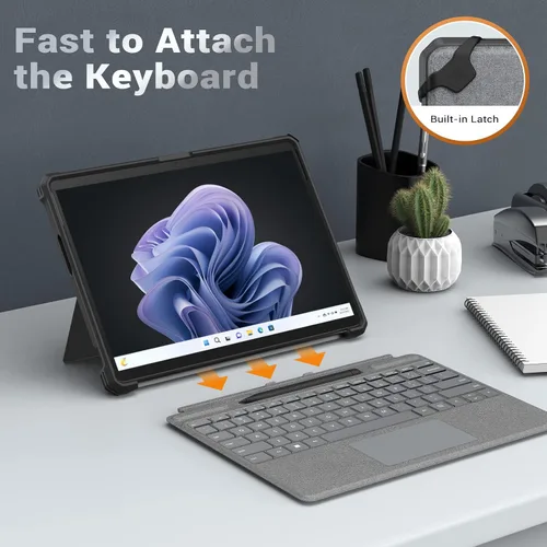 Vista 6 de MoKo Funda compatible con Microsoft Surface Pro 11, Surface Pro 10, Surface Pro 9 de 13 pulgadas, funda protectora resistente todo en uno con correa