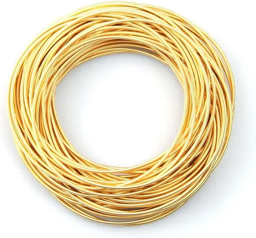 Vista 5 de Gold Guitar String Coil Bracelets Stack Stainless Steel Set Layered Thin Set of 10-60 Strings