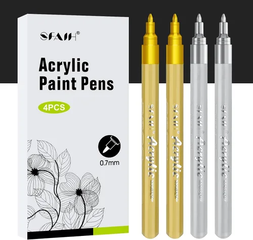 Vista 14 de SFAIH Marcadores de Pintura Negros - Paquete de 4 Bolígrafos de Punta Fina de 0.7 mm de Acrílico para Pintura en Roca, Letras Gruesas, Creación