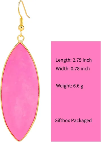 Vista 5 de Aretes colgantes de piedra de cristal natural con forma de marquesa para mujeres y niñas