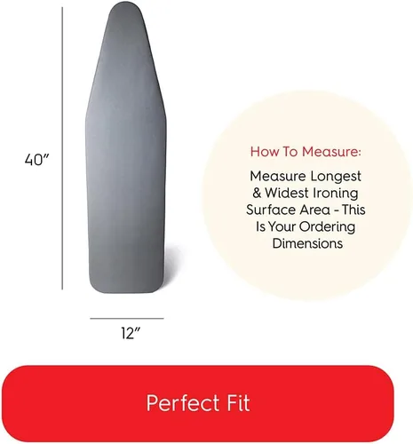 Vista 3 de TIVIT Funda para tabla de planchar de 12 x 40 pulgadas Pro Grip Pad con 3 correas de cierre y cuerda elástica - Capas acolchadas duraderas