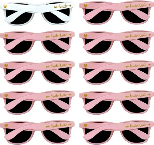 Vista 12 de LADY&HOME Paquete de 10 regalos de despedida de soltera, gafas de sol retro Negro