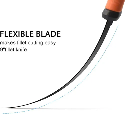 Vista 4 de Cuchillo de filete de pesca, hoja afilada y flexible de acero inoxidable de 5 a 9 pulgadas, cuchillos de nivel profesional para filetear y deshuesar