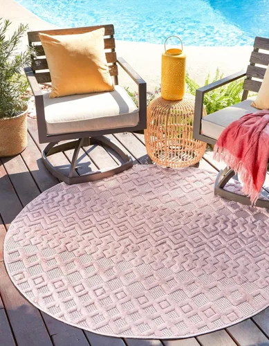 Vista 21 de Unique Loom Alfombra de área de la colección texturizada Trellis para exteriores, color osage, 2 x 3 pies, rectangular, color aguamarina