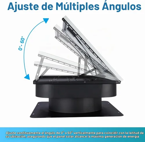 Vista 4 de Ventilador solar para ático de 30 W, sin controlador, ventilación automática de hasta 2800 pies cuadrados, ventilación solar de techo con ventilador