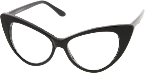 Vista 3 de zeroUVRetro High sentado Templos lente transparente anteojos de ojo de gato exagerada 55mm