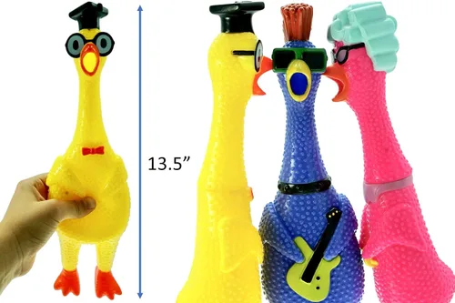 Vista 5 de JA-RU Juguete gigante de pollo gritando (paquete de 1) Juguetes esponjosos de pollo para niños Divertidos regalos de broma y broma Juguete
