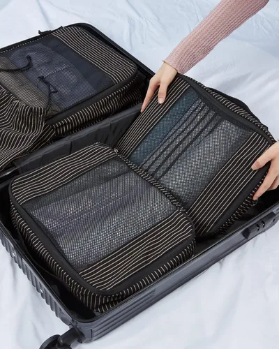Vista 6 de BAGSMART Cubos de embalaje para maleta, organizadores de embalaje plegables para accesorios de viaje, juego de 6 bolsas organizadoras de maleta sin