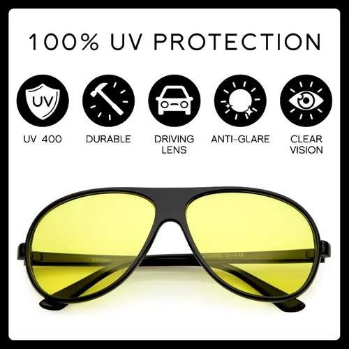 Vista 2 de zeroUV Gafas de sol estilo aviador retro de los años 70 para hombres y mujeres, gafas bloqueadoras azules UV400 vintage de 2.402 in