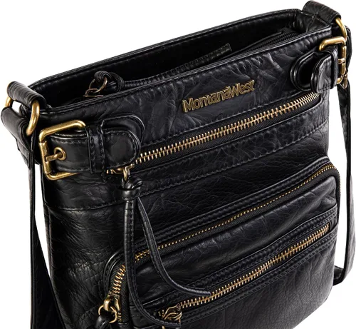 Vista 4 de Montana West Crossbody Bag for Women Soft Washed Leather Multi Pocket Shoulder Purses