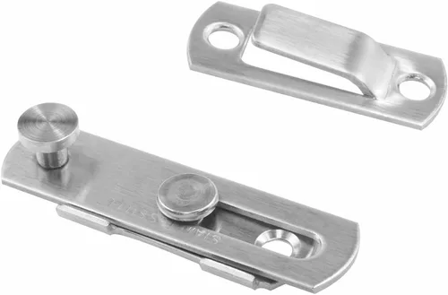 Vista 2 de Pestillo de puerta plegable doble de acero inoxidable, pestillo francés con tornillos, tipo plano giratorio de 180°, para puertas de granero, 4 uds