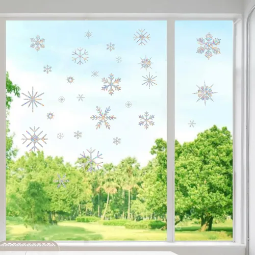 Vista 4 de Calcomanías de ventana para ventanas de vidrio, se aferran anticolisión para salvar a los pájaros de colisiones de ventanas, adhesivos prismáticos