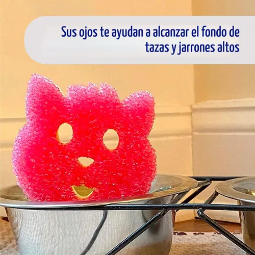 Vista 6 de Scrub Daddy Scrub Mommy Special Edition Pets Cat - Esponja multiusos para platos sin arañazos, sin BPA y fabricada con espuma de polímero, esponja