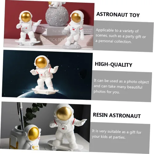Vista 5 de Mini estatua adorable figura de astronauta para decoración del hogar como regalo para niño y niña, diseño para fiestas y oportunidades fotográficas
