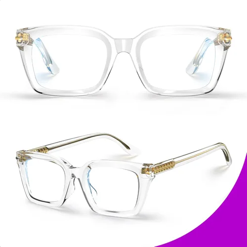 Vista 3 de VISOONE Progressive Multifocal Reading Glasses Spring Hinge Blue Light Blocking for Women and Men readers YALE Transparente