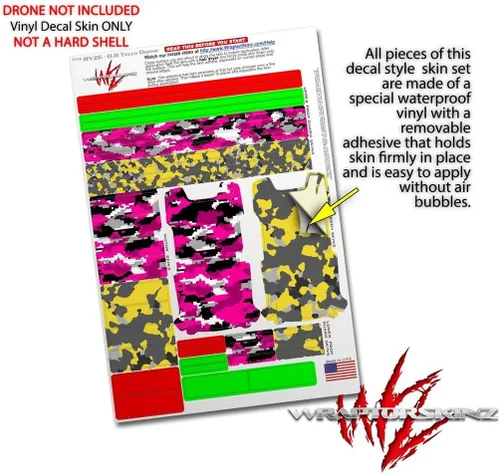 Vista 4 de Skin Wrap 2 Pack para DJI Ryze Tello Drone wraptorcamo caliente rosa de camuflaje Digital Drone No Incluidas