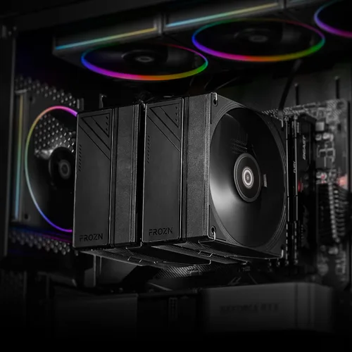Vista 3 de ID-COOLING FROZN A620 PRO SE - Enfriador de aire para CPU de torre dual Blackout, 6×Ф6mm Heatpipes, ventiladores silenciosos duales de 120x120x25mm