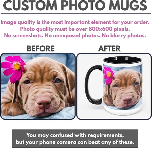 Vista 2 de Taza de café con foto personalizada, negra, 11 oz o 15 oz taza personalizada con imagen, texto, nombre - taza personalizada, regalos con fotos, Taza